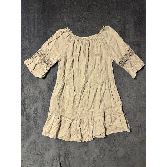Terzo Millennio Womens Linen Off The Shoulder Tiered Dress Sz Large - Picture 1 of 5